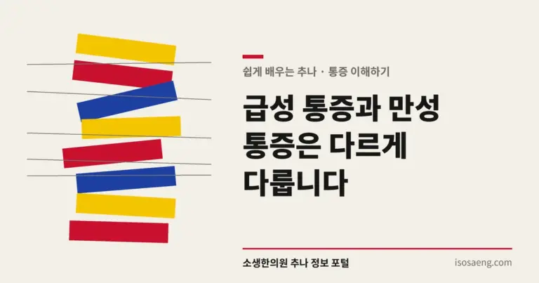 급성 통증과 만성 통증은 다르게 다룹니다