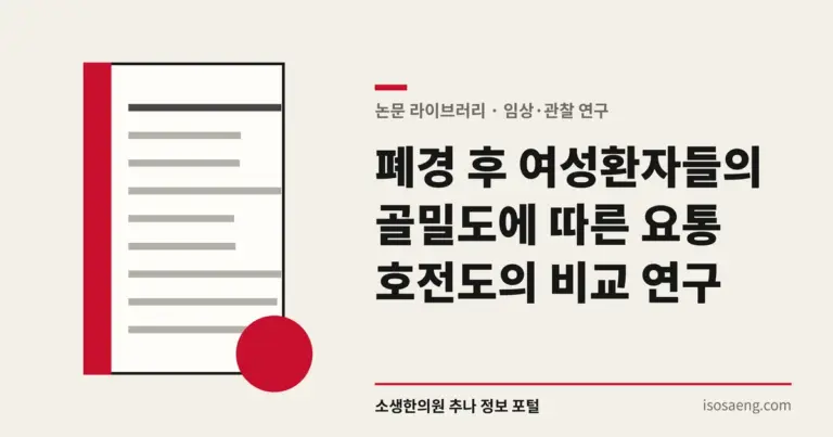 폐경 후 여성환자들의 골밀도에 따른 요통 호전도의 비교 연구