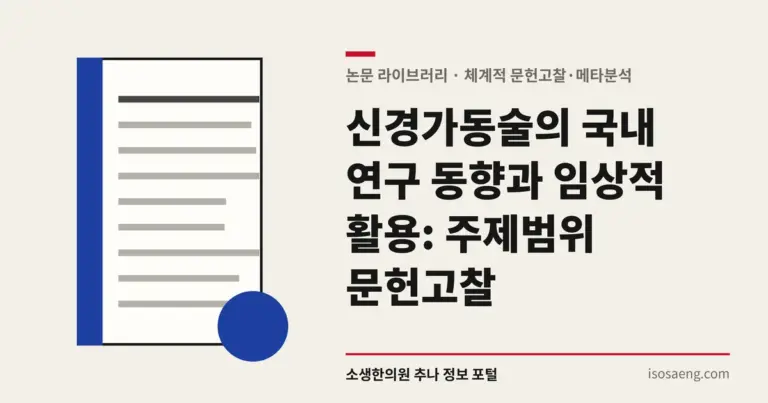 신경가동술의 국내 연구 동향과 임상적 활용: 주제범위 문헌고찰