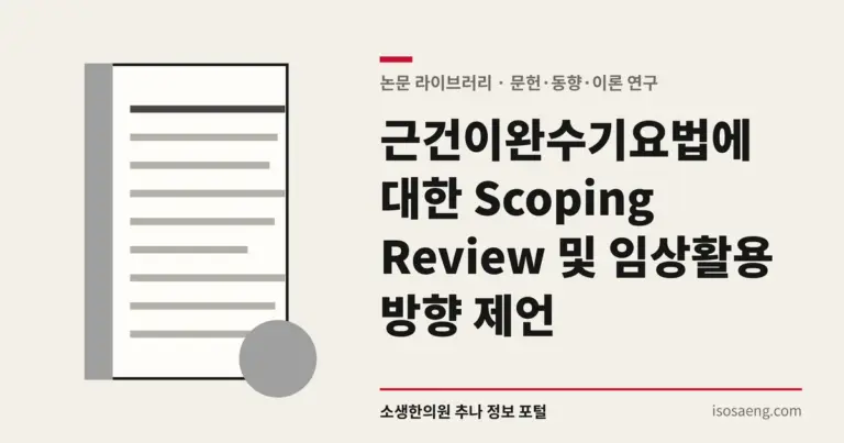 근건이완수기요법에 대한 Scoping Review 및 임상활용 방향 제언