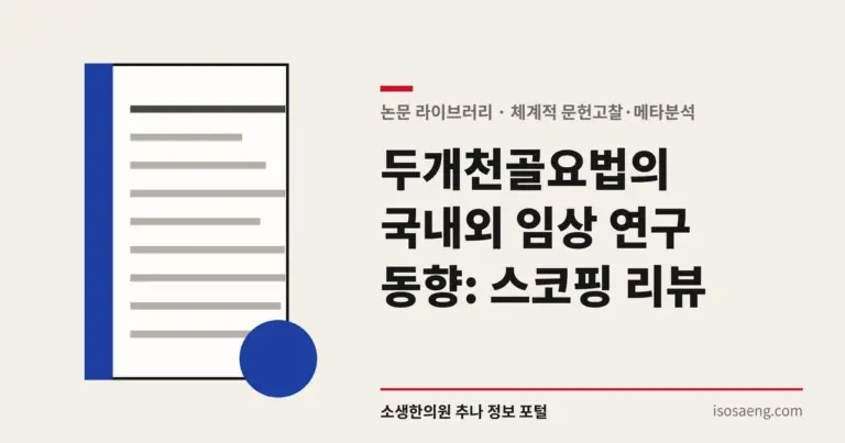 두개천골요법의 국내외 임상 연구 동향: 스코핑 리뷰