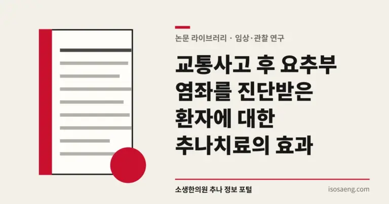 교통사고 후 요추부 염좌를 진단받은 환자에 대한 추나치료의 효과