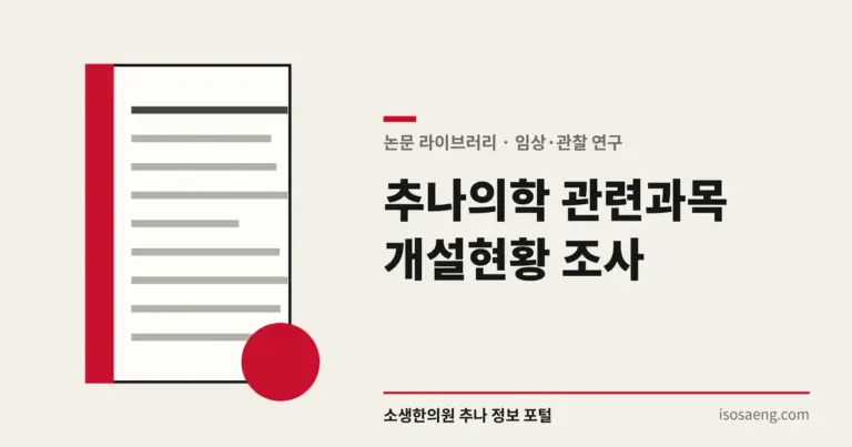 추나의학 관련과목 개설현황 조사