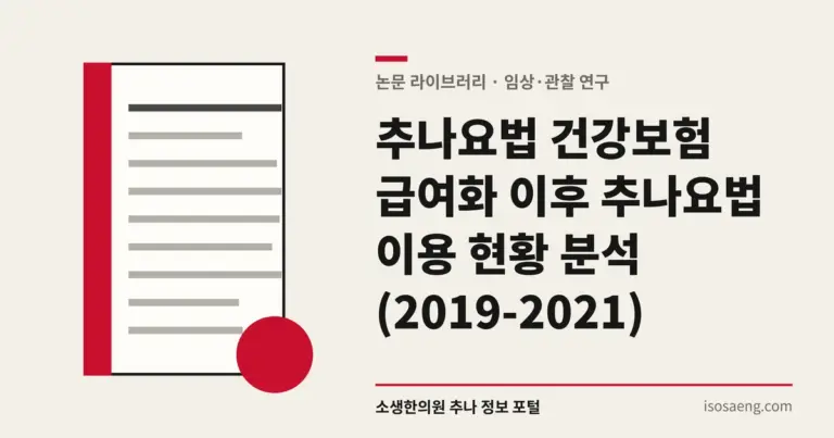추나요법 건강보험 급여화 이후 추나요법 이용 현황 분석 (2019-2021)