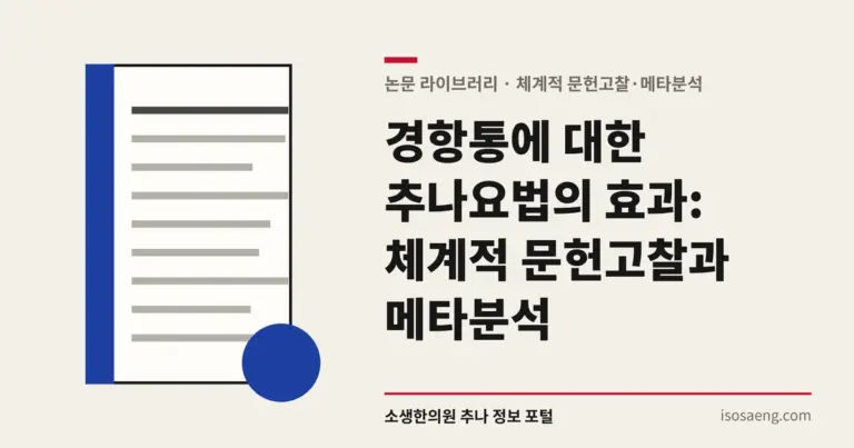 경항통에 대한 추나요법의 효과: 체계적 문헌고찰과 메타분석