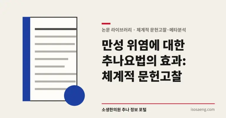 만성 위염에 대한 추나요법의 효과: 체계적 문헌고찰