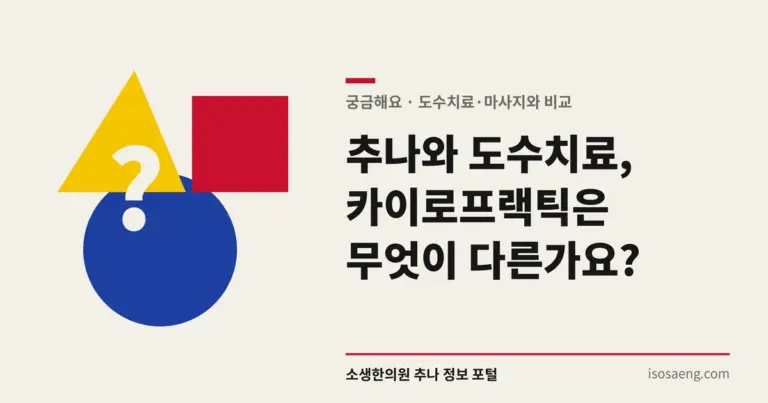 추나와 도수치료, 카이로프랙틱은 무엇이 다른가요?