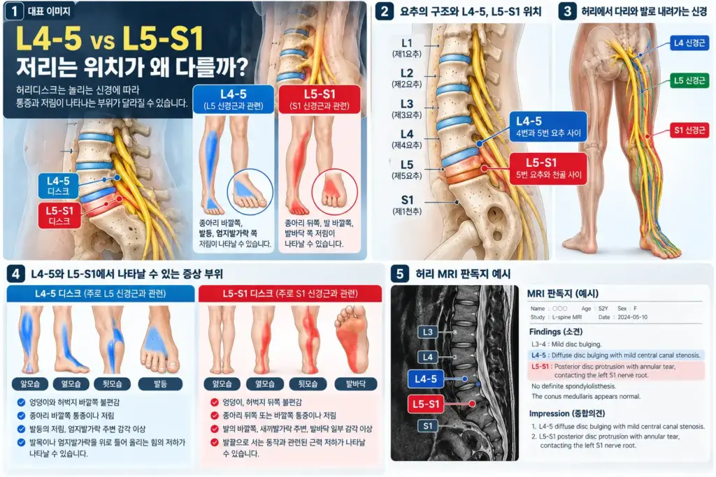 허리디스크 신경 증상 인포그래픽